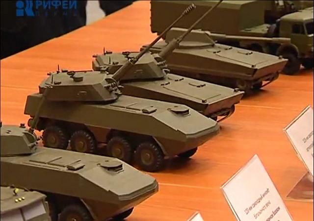 Scale model of Russian project of Boomerang 8x8 armoured vehicle personnel carrier. 