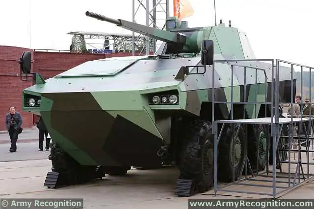 Defense Company of France Nexter and Russian Company Joint Stock Company Central Research Institute "BUREVESTNIK" unveil a new generation of 8x8 armoured vehicle armed with a 57mm automatic gun at the RAE 2013 (Russian Arms Expo), a defense exhibition currently taking place in Nizhny Tagil, Russia. 