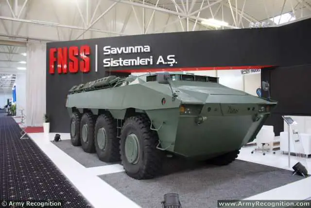 The Turkish Company FNSS introduces the PARS 8x8 armoured vehicle personnel carrier at IDEB 2014, the International Defence Exhibition of Bratislava. During field trials held in the UNited Arab Emirtaes, the Pars demonstrated remarkable cross-country desert mobility. It also has full amphibious capability without preparation, utilizing the wheels for propulsion while swimming.