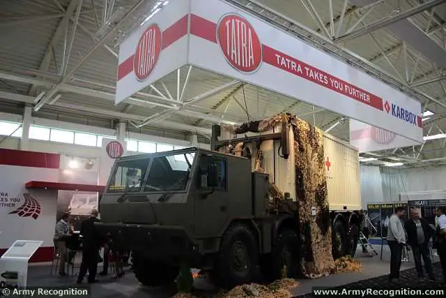 Tatra at IDEB 2014, the International Defence Exhibition of Bratislava displays new medical container mounted on T815-7 truck chassis. The vehicle carries an medical container produced by company KARBOX that is exhibiting on the same site with TATRA TRUCKS. 