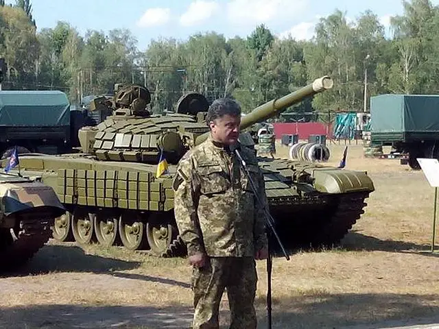 On July 26, 2014, Petro Poroshenko, President of Ukraine visited the first operational brigade of National Guard in the training center located in Novi Petrivtsi. Petro Poroshenko got acquainted with weaponry and military equipment samples, which are to be sent to ATO area. He examined ammunition, sniper complexes, artillery armament, air-to-air defence means, grenade launchers, and module complex for placement of fighters. 