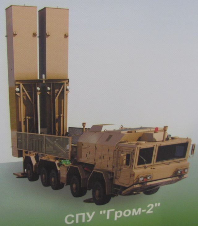 During the Defense Exhibition in Kiev, Arms and Security 2014 which was held from the 24 to 27 September 2014, a new local-made military project was unveiled concerning the development of a new surface-to-surface ballistic missile, called GROM-2.