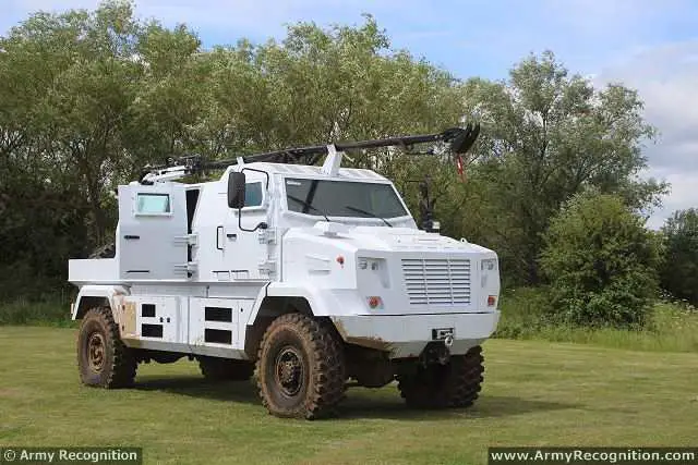 At the DVD, the Defence Vehicle Dynamics Exhibition which was held from the 25 to 26 June 2014 in Millbrook, United Kingdom, Streit Group a world leader in the manufacturing of armoured vehicles presents its new Shrek RCV (Route Clearance Vehicle). The Shrek displayed at the DVD 2014 was painted white to emphasize that it can be used by UN peacekeeping forces for mine clearance in dangerous areas.