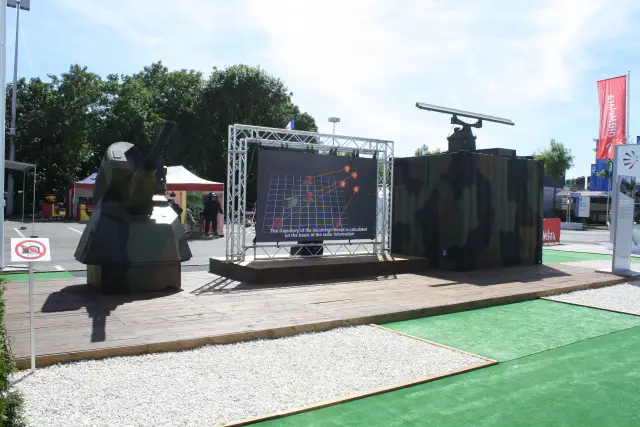 At Eurosatory 2014, OTO Melara presents PORCUPINE C-RAM, a remotely controlled M61A1 Gatling gun coupled with ammunition handling loader and a stabilized optronic infrared tracking system, providing 24 hour target engagement capability.This new defense system offers solution to the C-RAM requirements drawn by the italian Army. 