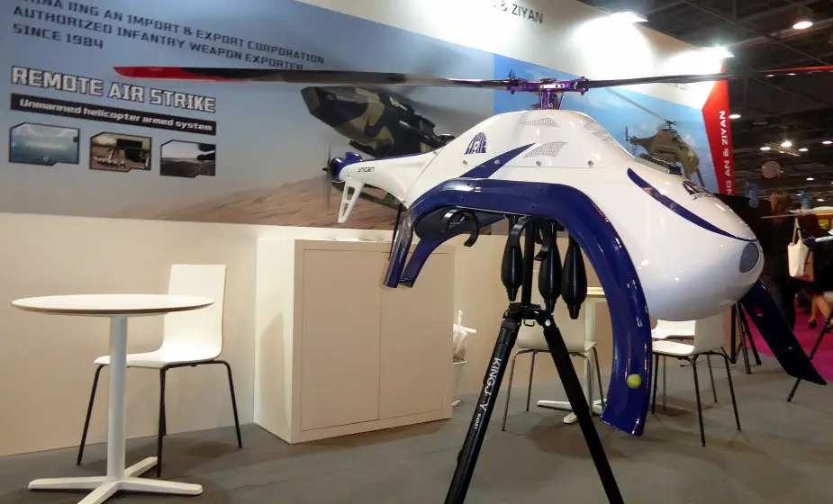 Eurosatory 2018 Ziyan electric helicopter drone for attack and surveillance