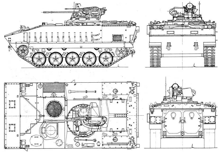 AMX 10P tracked armored IFV Infantry Fighting Vehicle France line drawing blueprint 925 001