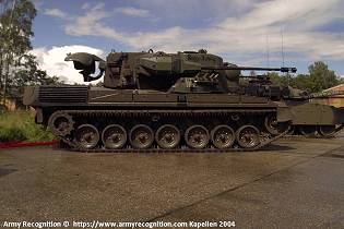 Gepard Cheetah 35mm self propelled anti aircraft tracked armored vehicle Germany right side view 001