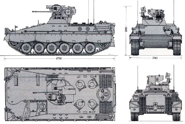 Marder 1 tracked armoured infantry fighting combat vehicle Germany German army defence industry line drawing blueprint 001