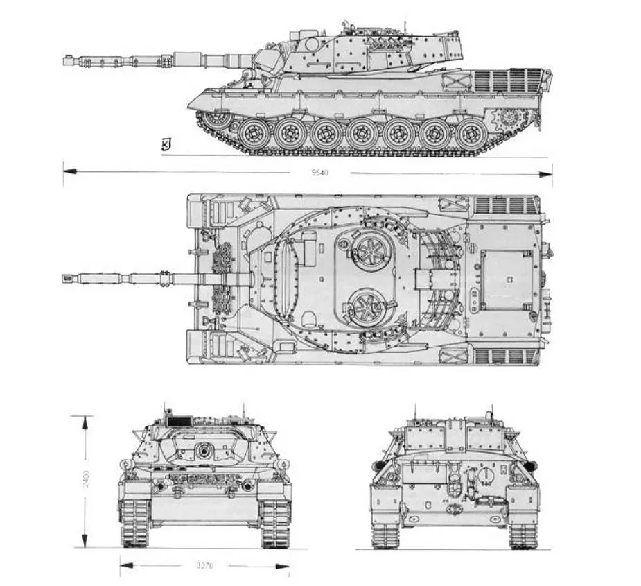 Leopard 1A5 Main Battle Tank MBT Germany line drawing blueprint 925 001