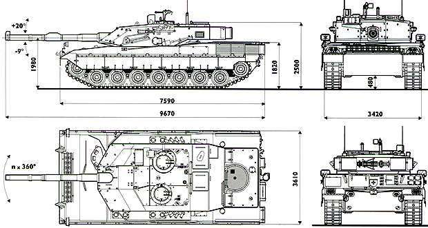Ariete Main Battle Tank Italy Line Drawing Blueprint 001