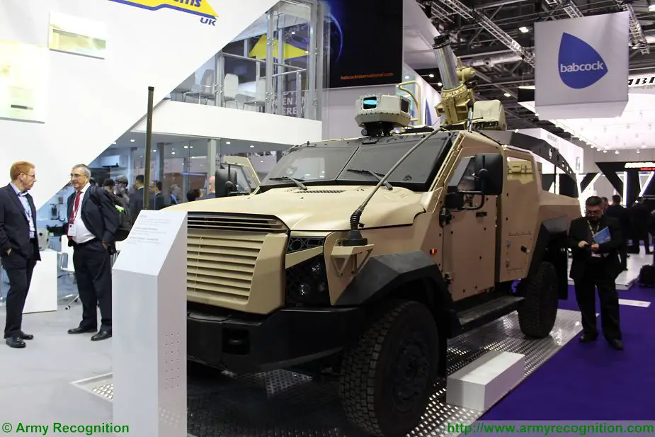 SPEAR Mk2 mortar system on 4x4 vehicle Elbit Systems DSEI 2017 defense exhibition London UK 925 001
