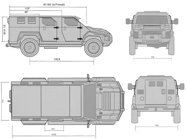 Spartan 4x4 APC armoured vehicle personnel carrier Streit Group defence industry military technology line drawing blueprint 001