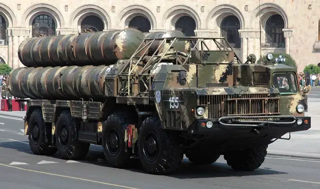 S-300PS launcher unit surface-to-air defence missile system of Armenian army at Military Parade Dedicated to the 20th Anniversary of Armenia’s Independence.
