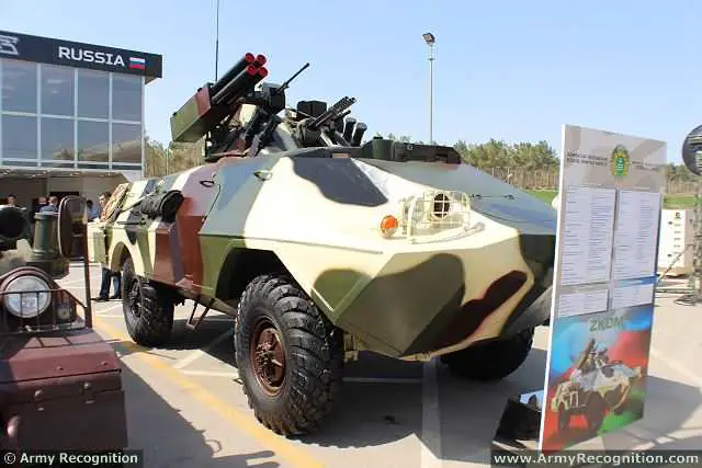 The Azerbaijani Ministry of Defense Industry presents for the first time to the public, a modernized version of the Soviet-made BRDM-2, wheeled armoured vehicle personnel carrier, called ZKDM. This upgraded vehicle provides more protection and fire power than the standard BRDM-2. 