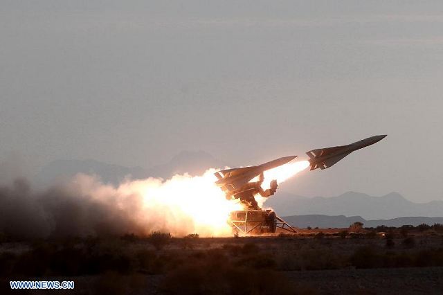 An Iranian Hawk (Mersad) surface-to-air missile is launched during a military drill at an undisclosed location in Iran, on Nov. 14, 2012.