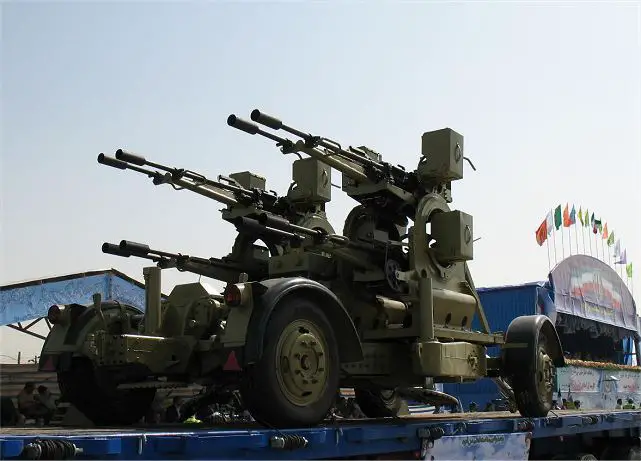 Mesbah-1 Mesbah 1 23mm towed anti-aircraft eight-cannon technical data sheet specifications description information intelligence identification pictures photos video anti-aircraft defence system Iran Iranian army defence industry military technology