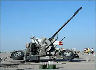 Samavat 35mm towed anti-aircraft twin-cannon Skyguard radar technical data sheet specifications description information intelligence identification pictures photos video Iran Iranian army defence industry military technology