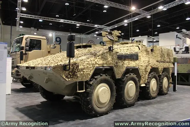 Wheeled armoured vehicle families continue to play a vital role on the modern battlefield. They give the troops added mobility and offer protection against ballistic threats, mines and improvised explosive devices (IEDs). At its stand at IDEX 2013, Rheinmetall presents the German variant of the command post vehicle. As an added plus, interaction between the command post vehicle and dismounted soldiers wearing the Gladius future soldier system is demonstrated.