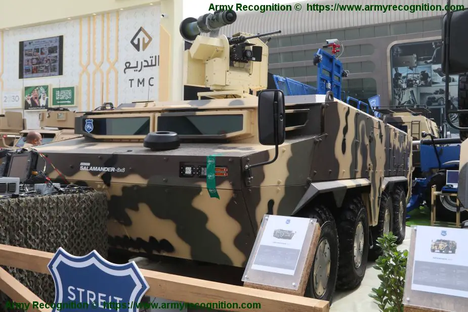 Streit Group unveils Salamander 8x8 amphibious armored vehicle at IDEX 2019 Abu Dhabi UAE