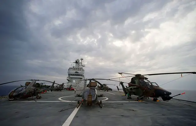 In the night from June 3rd to 4th 2011, helicopters of the light aviation of the French Army (ALAT), deployed on the navy ship (BPC) Tonnerre, carried out its first combat mission in Libya.