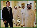 British Prime Minister David Cameron is in the Persian Gulf seeking to mollify Arab leaders stung by recent British criticism and to boost arms sales, including possible deals for Typhoon jets built by Britain's BAE Systems worth $9.6 billion.