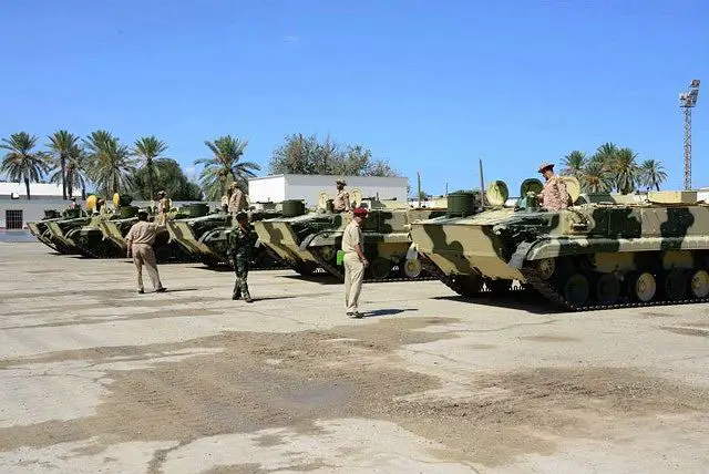 Ten Russian BMP-3 infantry fighting vehicles, the first part of an order made by the Qaddafi regime, have been handed over to the Libyan army. The handover ceremony took place at Mitiga Air Base. Attending were the Chief of Staff, General Abdel-Salam Jadallah Obeidi and the Chief of Staff of ground forces, Brigadier General Yousef Abu-Hajar, together with the Russian Ambassador, Ivan Molotkov, and a Russian delegation.