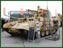 Russia’s Uralvagonzavod defense manufacturer on Wednesday, September 25, 2013, unveiled the BMPT-72 tank support fighting vehicle, dubbed the “Terminator-2,” at the Russia Arms Expo RAE 2013 in Nizhny Tagil, Russia. 