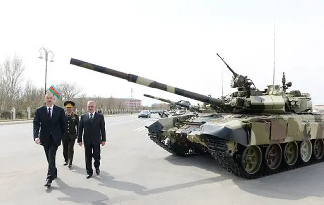 President of Azerbaijan Ilham Aliyev Monday, April 7, 2014, viewed the new equipment and weapons delivered for a military unit in the Nakhchivan Autonomous Republic. Chief of the Nakhchivan garrison, lieutenant-general Karam Mustafayev reported to the Supreme Commander-in-Chief.