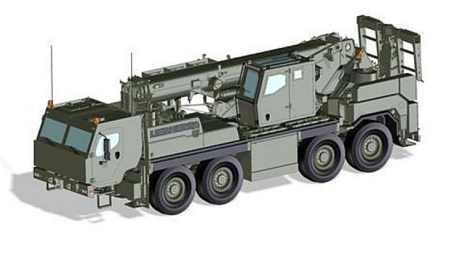 Liebherr has developed G-BKF, a four axle armoured crane rescue vehicle for the German Army. The G-BKF can rescue and tow the new generation of armoured control and command vehicles, armoured transport vehicles, MULTI FSA (swap body vehicles) and wheeled vehicles. It is also capable of providing tactical infantry cover over long distances, providing repair and handling support as well as deployment for rescue, recovery and emergency aid tasks.