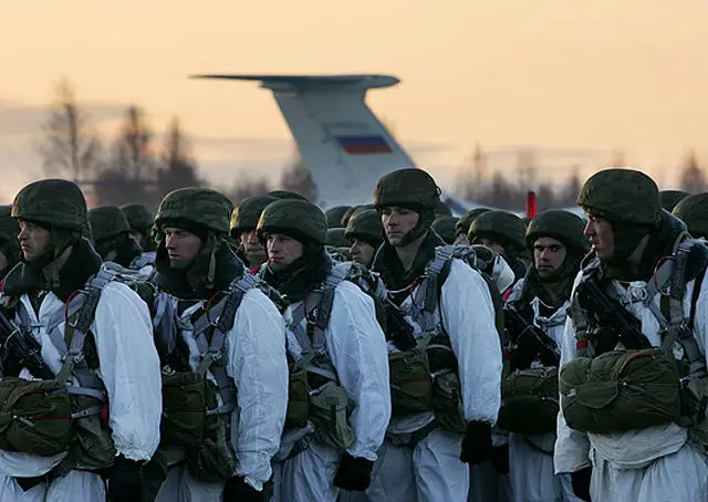 The Russian Airborne Troops on Thursday, March 13, 2014, paradropped a 350-strong battalion at a landing site on the New Siberian Islands in the Arctic as part of ongoing military drills.