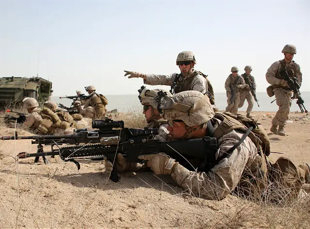 U.S. Marines with the 24th Marine Expeditionary Unit and other U.S. forces joined Gulf Cooperation Council nations and other international partners in an amphibious landing scenario during Exercise Eagle Resolve 2015 at Failaka Island, Kuwait, March 23-25, 2015.