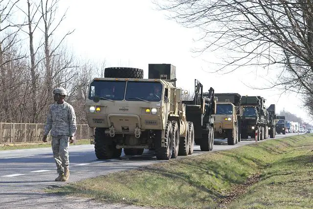 A Patriot missile battery from U.S. Army Europe's 10th Army Air and Missile Defense Command, or AAMDC, began arriving here, March 18, after a 1,200-kilometer tactical road movement, as part of a combined air and missile defense exercise with its Polish allies. 