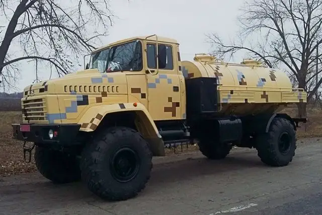 New tank truck based on the KrAZ-5233BE off road chassis has been added to line-up of special vehicles KrAZ, the Ukranian truck manufacturer. The vehicle is provided with 5 cu.m tank used for carrying and storing water for drinking in the field. It’s no coincidence that the KrAZ-5233 chassis has been chosen for fitting this equipment. 