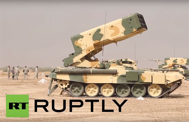 Iraqi Armed Forces have received TOS-1A heavy self-propelled flamethrower modification mounted on a new chassis, according to a broadcast by the Russia Today channel. The armament of the TOS-1A consists of a block launcher with 24 guide pipes of 220 mm calibre with 3,725 m length for launching unguided missile.