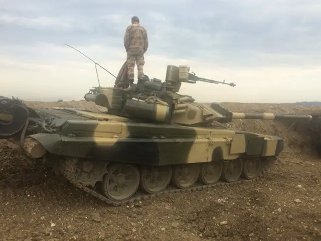 The T-90 main battle tank`s (MBT) protection package, which comprises both combined armour plates and Kontakt-5 (Contact V) explosive reactive armour (ERA) can defeat most of modern anti-tank guided missiles (ATGM), according to the UralVagonZavod`s (UVZ) Deputy Director General, Vyacheslav Khalitov.