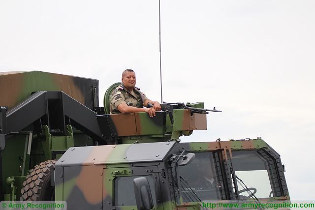 An open-top ring mount weapon station is mounted on the top of the crew cabin which is armed with the new MAG 58, 7.62 mm machine gun designed and manufactured by the Belgian firearms manufacturer FN Herstal.