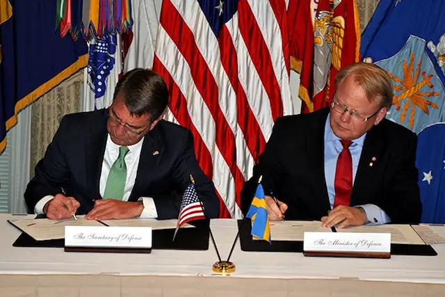 Swedish and US MoDs signed bilateral Statement of Intent