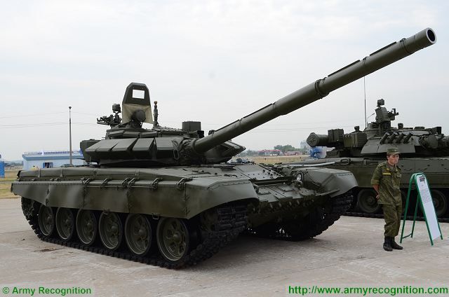Standard version of the T-72B3 main battle tank of Russian army.