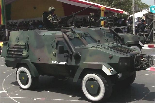 Senegal armed forces unveil new Oncilla 4x4 light armoured and KrAZ-6322PA Bastion-01 122m MLRS (Multiple Launch Rocket System) vehicle during the military parade for the 57th anniversary of its independence on Tuesday, April 4, 2017. 