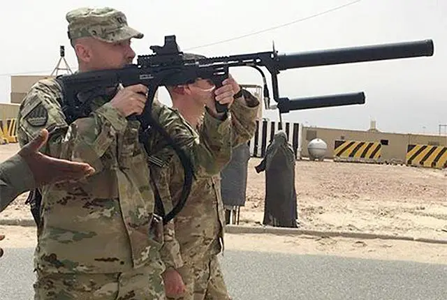 Recent attacks by the Islamic State of Iraq and Syria have changed the 21st-century battlespace by employing airborne drones for reconnaissance and attacks. To response to this new threat, U.S. Army soldiers trained with the DroneDefender, a point-and-shoot, electromagnetic, rifle-shaped weapon that disrupts communications between a remote-controlled drone and its operator. 