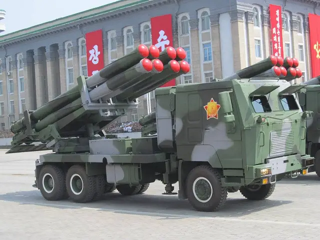 The KN-09 is 300mm MLRS (Multiple Launch Rocket System) designed and manufactured in North Korea. The rocket launcher system is mounted on a Sinotruk HOWO 6x6 truck chassis.