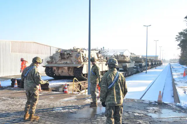 US Army 1st Battalion 66th Armor Regiment tanks begin arriving in Grafenwoehr Germany 640 001