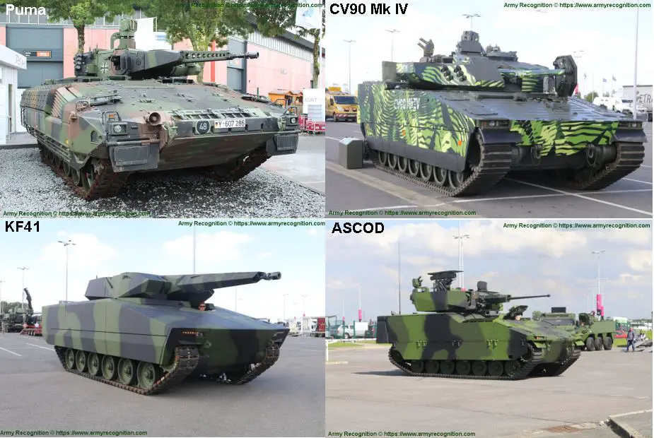 the four candidats to replace Czech BVP 2 IFV tracked armored 925 002