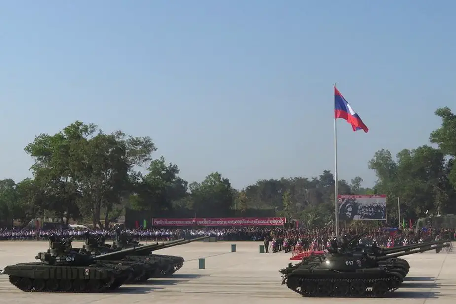 Russia opens military office in Laos T 72B and BRDM 2M parade through Vientiane