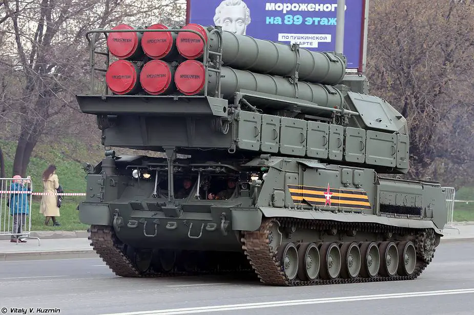 BUK M3 tracked air defense missile vehicle Victory Day Military Parade 2022 Moscow Russia 925 001
