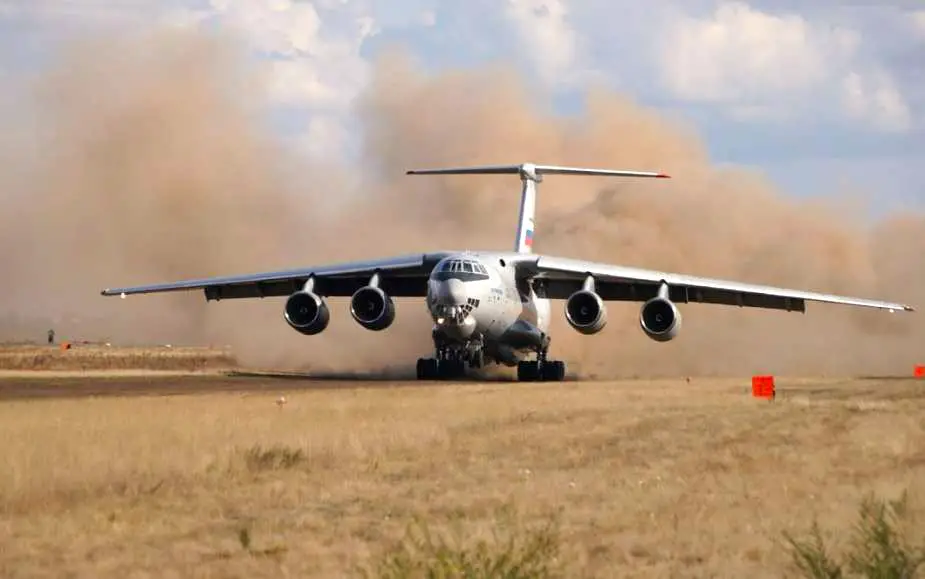 Prototype of Ilyushin Il 76MD 90A performs first landing and takeoff from dirt runway