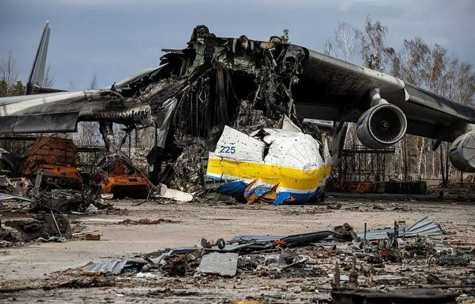 Ukrainians remove surviving parts of Antonov An 224 Mriya destroyed at Gostomel airport in February 2022 1