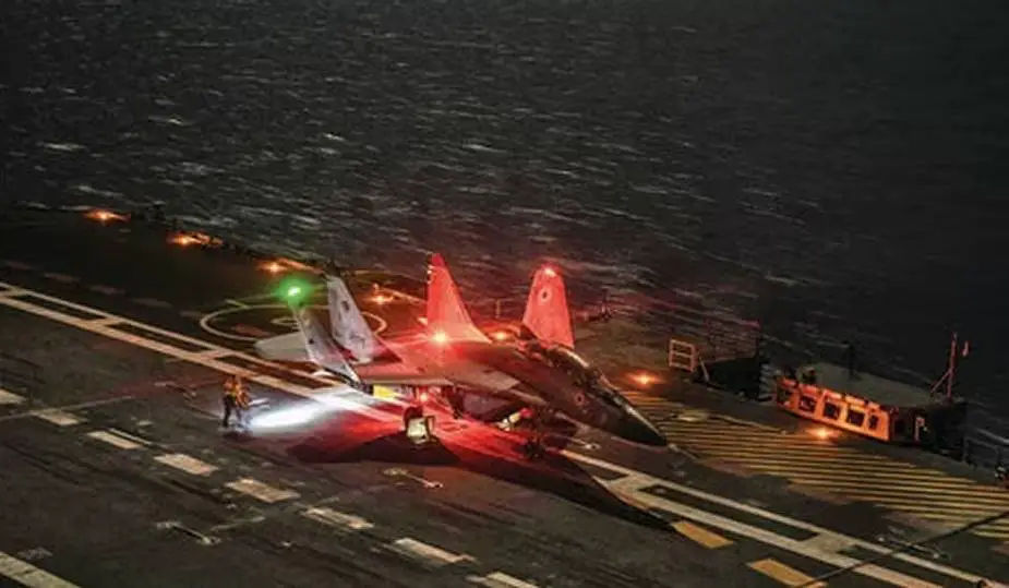 Indian Navy MiG 29K makes maiden night landing on INS Vikrant
