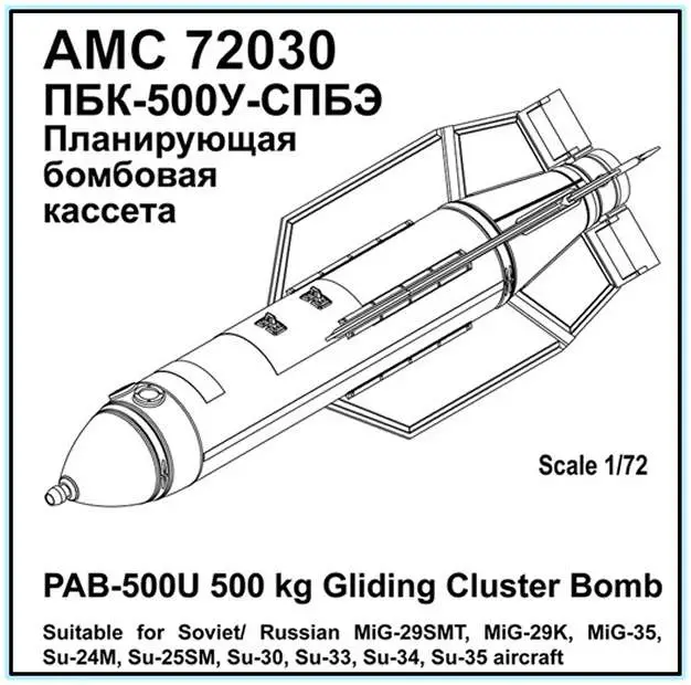 Russia PBK 500U SPBE K Drel Drill glide cluster bomb 925 003
