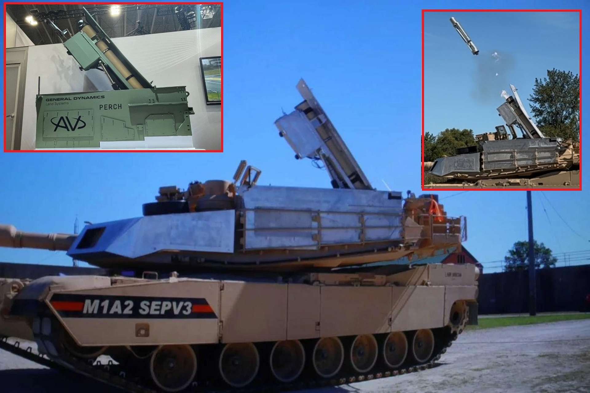 General Dynamics Land Systems has tested a PERCH launcher on U.S. Abrams SEPv3 tanks, enabling them to deploy loitering drones for new beyond line of sight reconnaissance and strike capability (Picture Source: Army Recognition / GDLS)